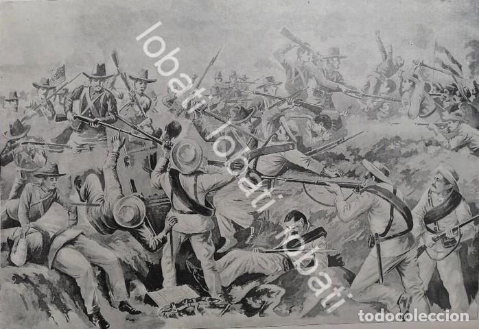 Collectionnisme d'affiches: GRABADO ANTIGUO 1898 ESCENA DE LA GUERRA DE INDEPENDENCIA CUBANA /MLT