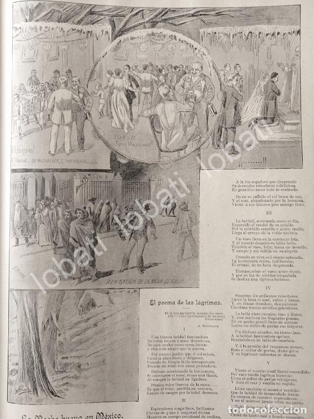 Collectionnisme d'affiches: CARTEL ANTIGUO ORIGINAL DE POEMA Y GRABADO ANTIGUO 1895 POR: EUGENIO OLVERA. NOCHE BUENA EN MEXICO