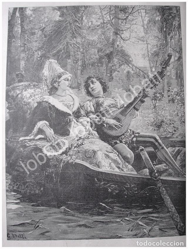 Coleccionismo de carteles: GRABADO ANTIGUO 1897 UN IDILIO ROMANTICO / ARTE