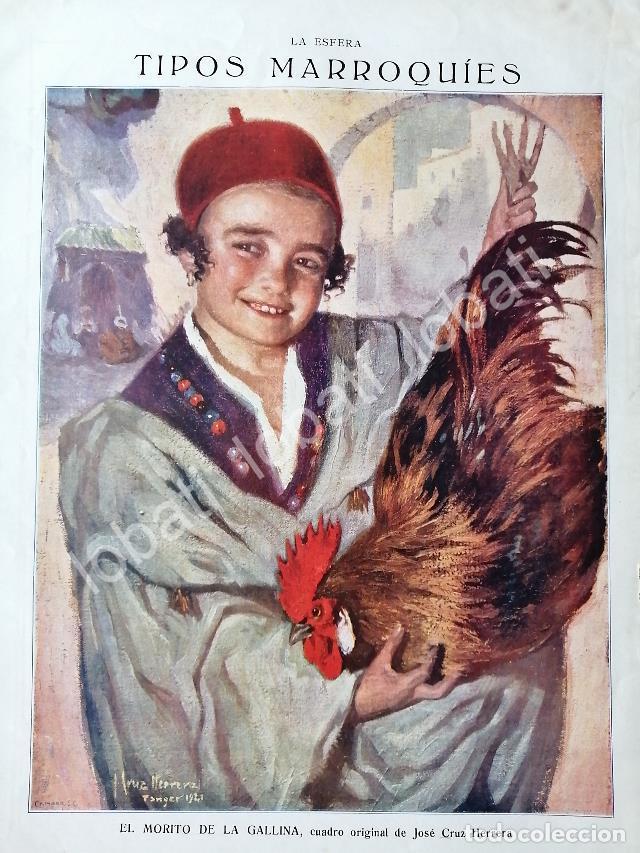Poster collecting: GRABADO ANTIGUO 1921 POR: JOSE CRUZ HERRERA. EL MORITO DE LA GALLINA