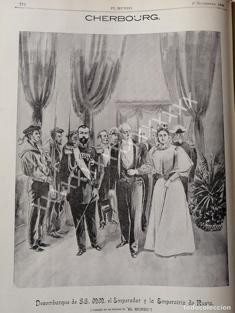 Poster collecting: GRABADO ANTIGUO 1896 EL ZAR DE RUSIA LLEGA A CHERBOURG
