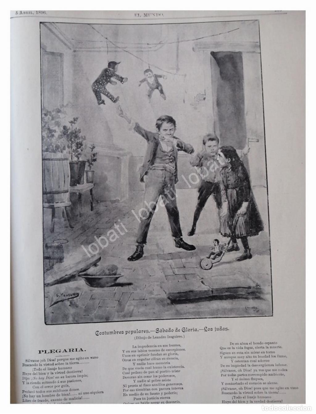 Poster collecting: GRABADO RELIGIOSO ANTIGUO 1896 QUEMA DE JUDAS
