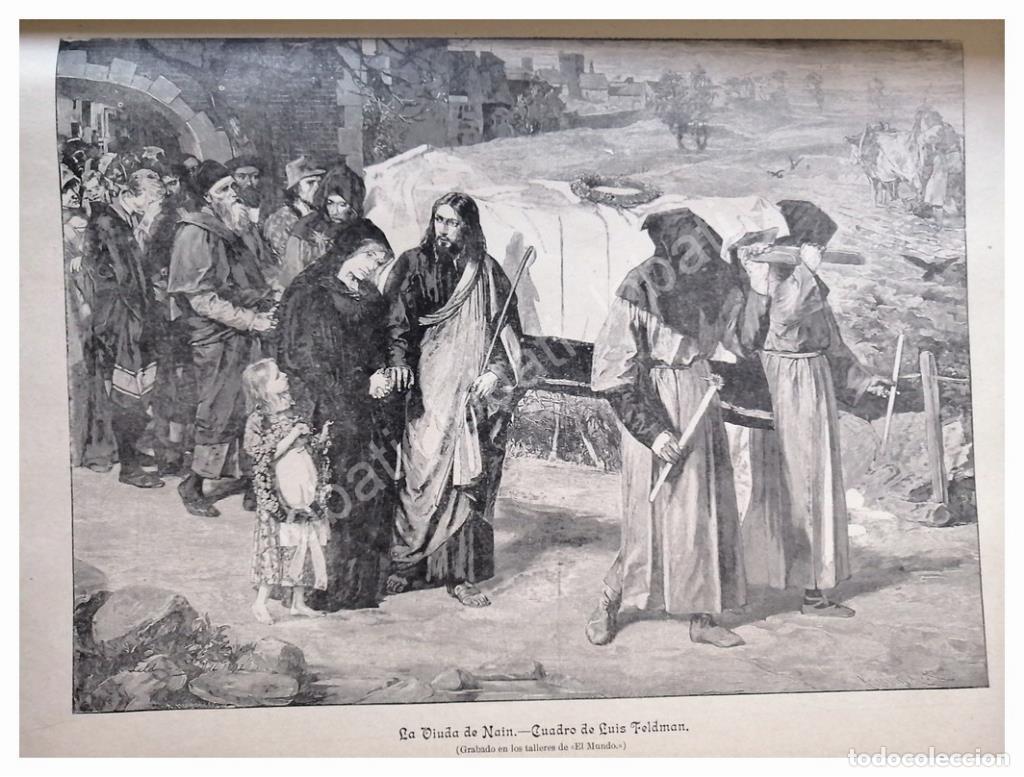 Poster collecting: GRABADO RELIGIOSO ANTIGUO 1896 VIUDA DE NAIN