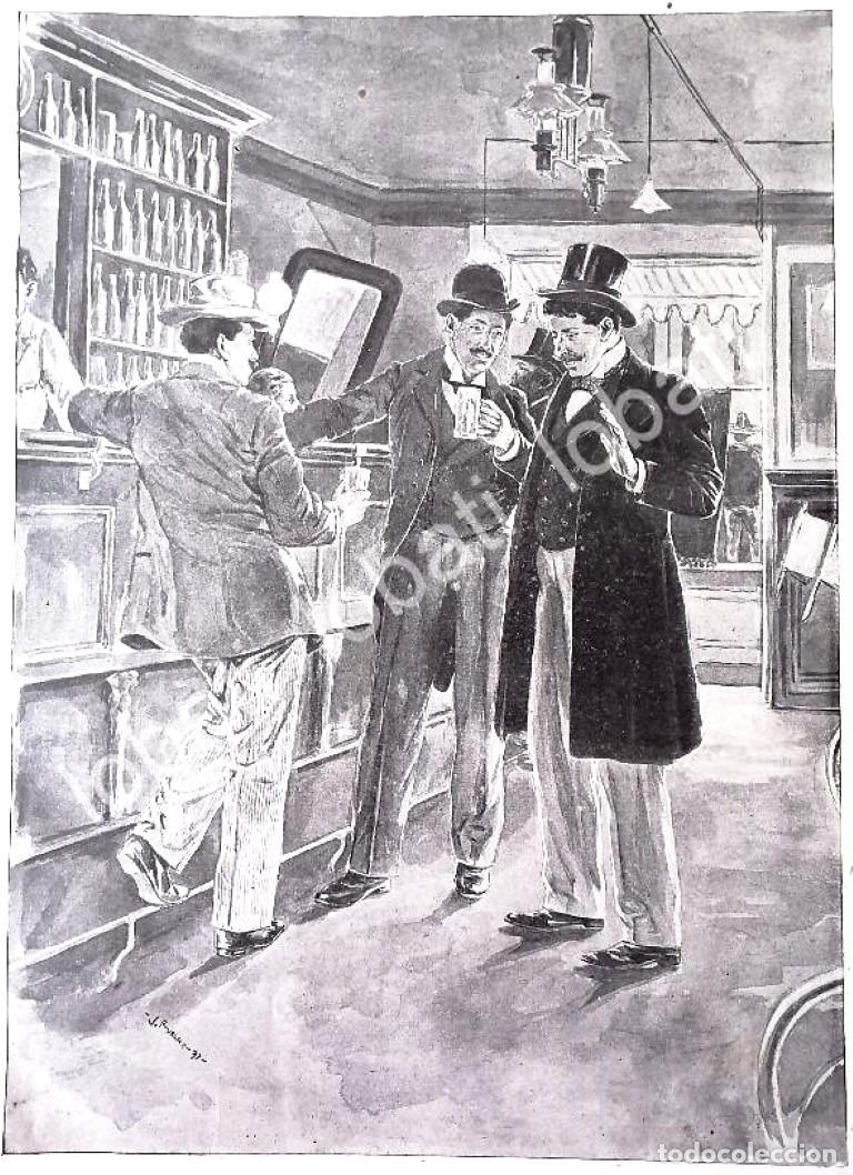 Poster collecting: GRABADO ANTIGUO 1898 DE: JULIO RUELAS. CANTINA , ARTE COSTUMBRISTA