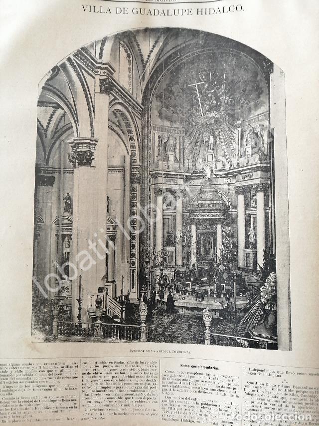 Collezionismo di affissi: GRABADO ANTIGUO 1894 COLEGIATA DE LA BASILLICA DE GUADALUPE / RLG