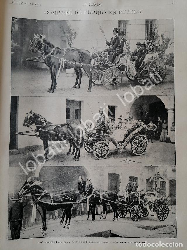 Collezionismo di affissi: GRABADO ANTIGUO 1895 DESFILE FLORAL PUEBLA, RAMON SESMA, LEOPOLDO GAVITO Y MAS /ASM
