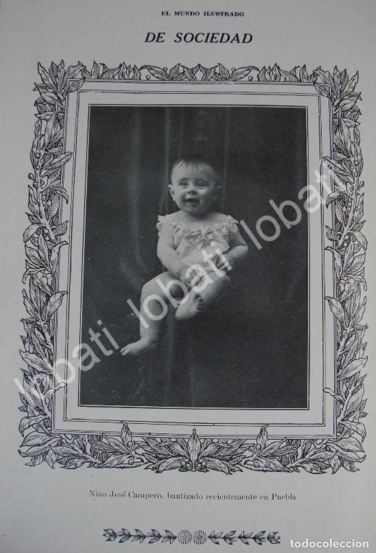 Collezionismo di affissi: GRABADO ANTIGUO 1910 BEBE. JOSE CAMPERO. DE PUEBLA /ASM