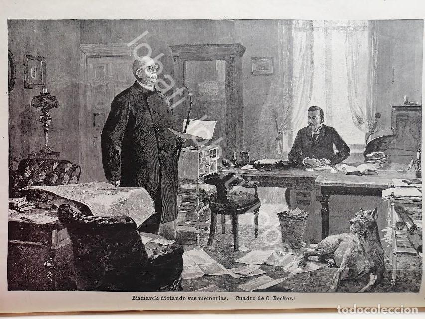 Collezionismo di affissi: GRABADO ANTIGUO 1898 ULTIMOS DIAS DE OTTO VON BISMARCK POR: C. BECKER / MLT PLT