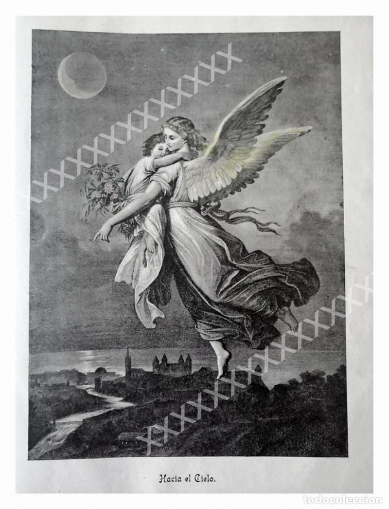 Collezionismo di affissi: GRABADO ANTIGUO RELIGIOSO 1897 HACIA EL CIELO