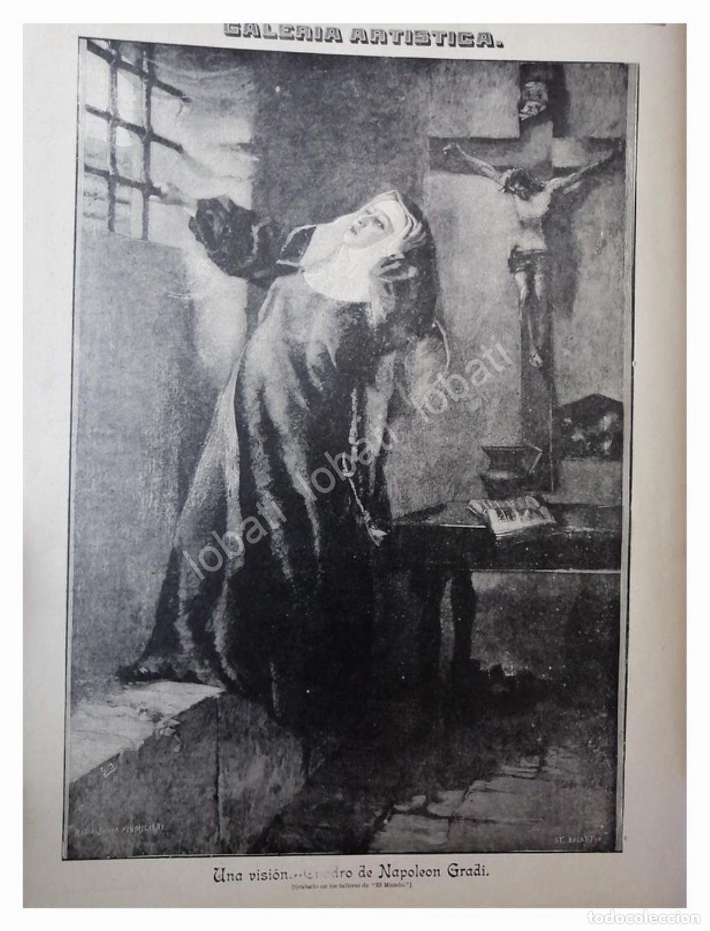 Collezionismo di affissi: GRABADO ANTIGUO 1896 ARTE SACRO, UNA VISION
