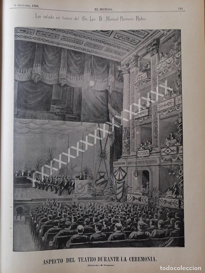 Collezionismo di affissi: GRABADO ANTIGUO 1896 FUNERAL ROMERO RUBIO, TEATRO PRINCIPAL