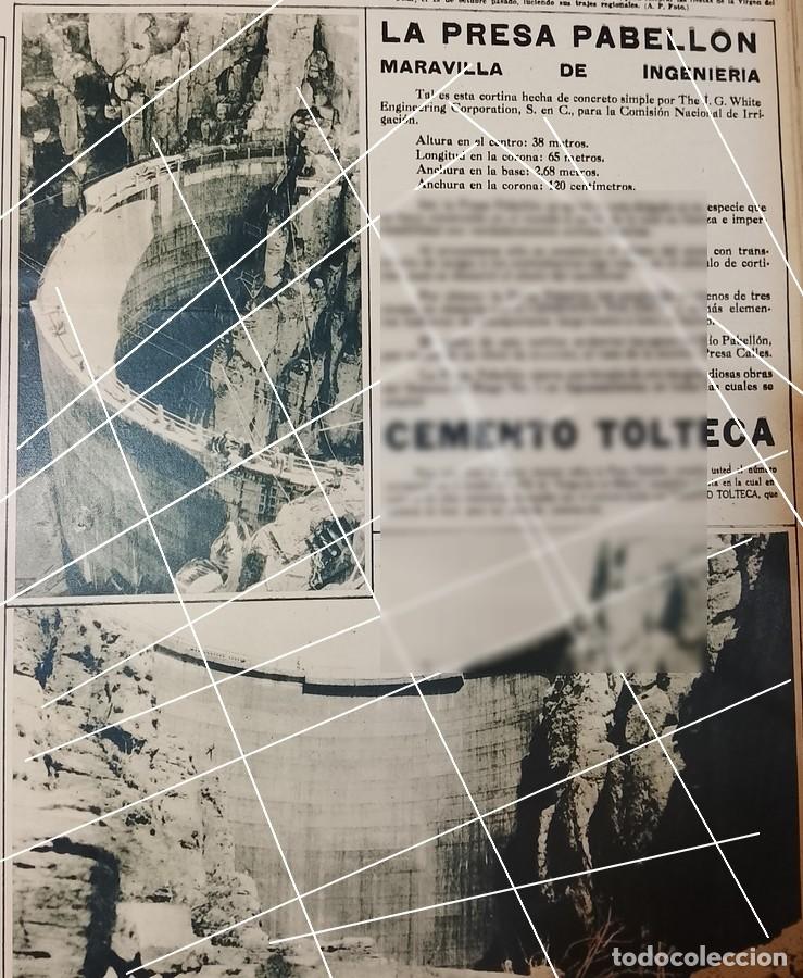 Collezionismo di affissi: AFICHE ANTIGUO. CEMENTOS TOLTECA CONSTRUCCION DE LA PRESA DE PABELLON, AGUASCALIENTES 1932
