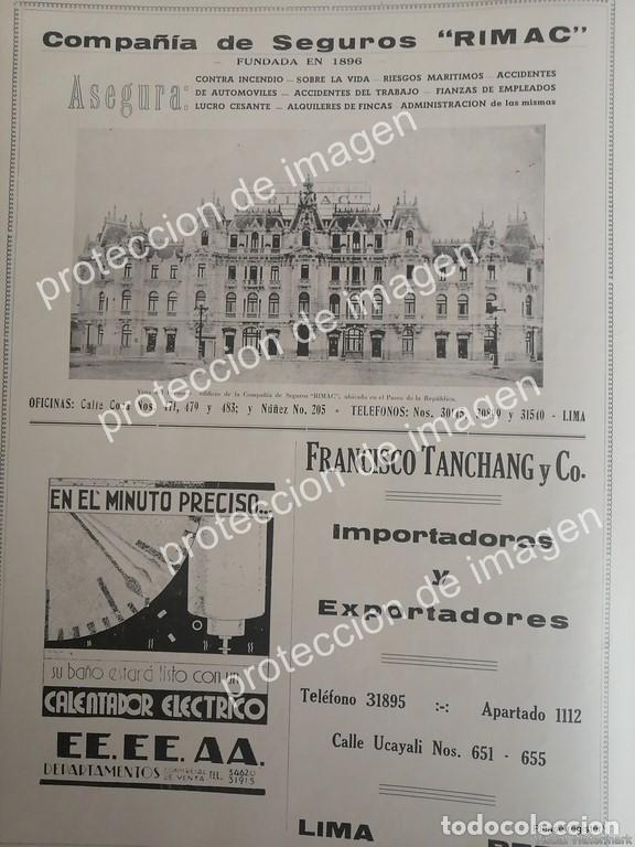 Collezionismo di affissi: AFICHE ANTIGUO, SEGUROS RIMAC, CIA. PERUANA DE CAPORES Y MAS 1936