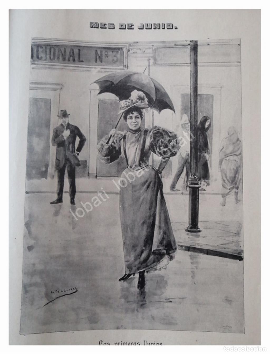 Coleccionismo de carteles: GRABADO ANTIGUO 1896 PRIMERA LLUVIA /LEANDRO IZAGUIRRE