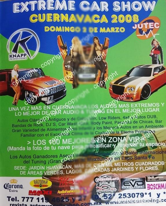 Collezionismo di affissi: Afiche de publicidad retro. EXTREME CAR SHOW CUERNAVACA 2008 /AUTOS