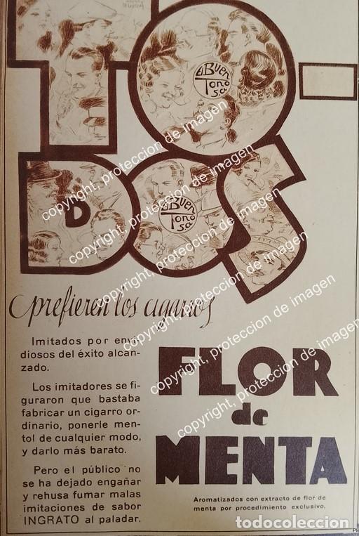 Collezionismo di affissi: AFICHE ANTIGUO. CIGARROS FLOR DE MENTA. CIGARRERA EL BUEN TONO S.A 1932 N2