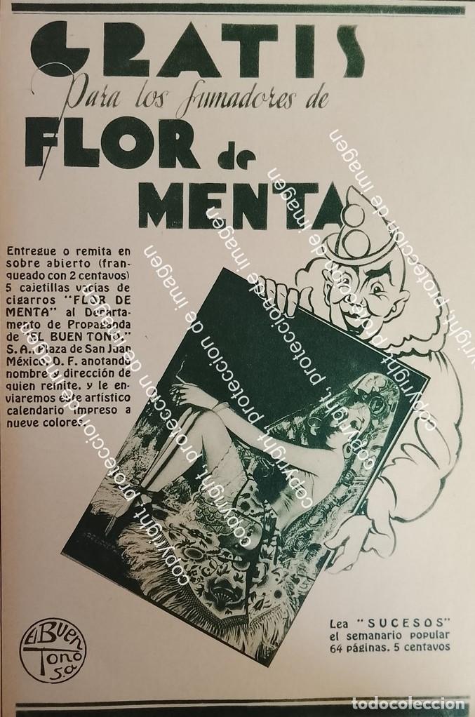 Collezionismo di affissi: AFICHE ANTIGUO. CIGARROS FLOR DE MENTA. Y CALENDARIOS DE CIGARRERA EL BUEN TONO S.A 1932
