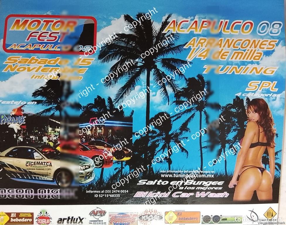 Sammeln von Plakaten: Afiche de publicidad retro. MOTOR FEST ACAPULCO 2008 /AUTOS /RARO