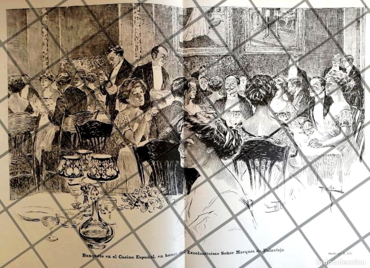 Sammeln von Plakaten: GRABADO ANTIGUO BANQUETE. CASINO ESPA&Ntilde;OL 1910 RAFAEL LILLO