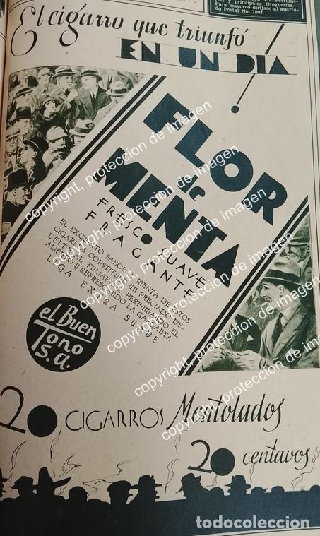 Collectionnisme d'affiches: AFICHE ANTIGUO. CIGARROS FLOR DE MENTA. CIGARRERA EL BUEN TONO S.A 1932
