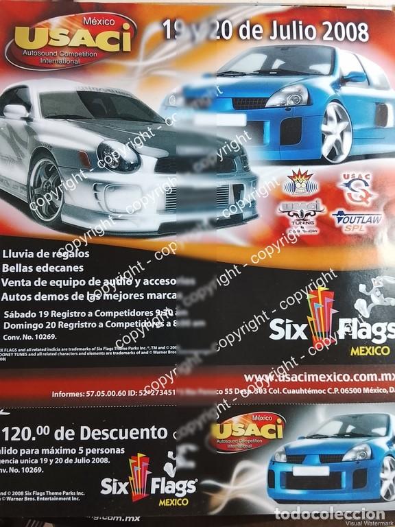 Coleccionismo de carteles: Afiche de publicidad retro. COMPETENCIA AUTOSOUND USACI 2008 SIX FLAGS MEXICO