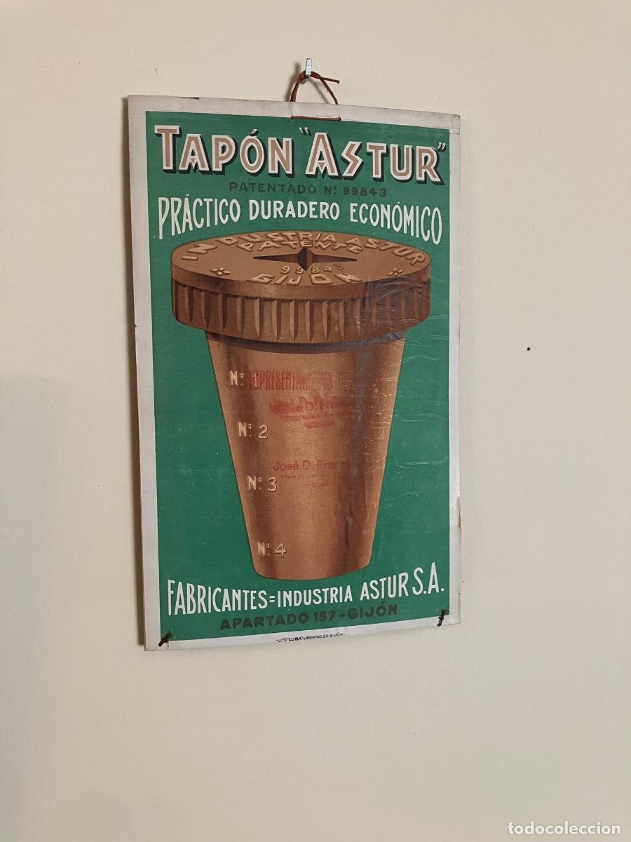 Coleccionismo de carteles: ANTIGUO ANUNCI&Oacute; TAP&Oacute;N ESCANCIADOR DE SIDRA ASTUR INDUSTRIA ASTUR S.A. GIJ&Oacute;N
