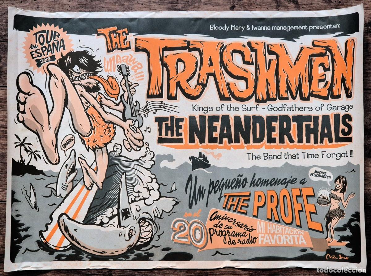 Coleccionismo de carteles: P&oacute;ster de la gira espa&ntilde;ola de The Trashmen y The Neanderthals (2008) Dise&ntilde;o de Mik Baro
