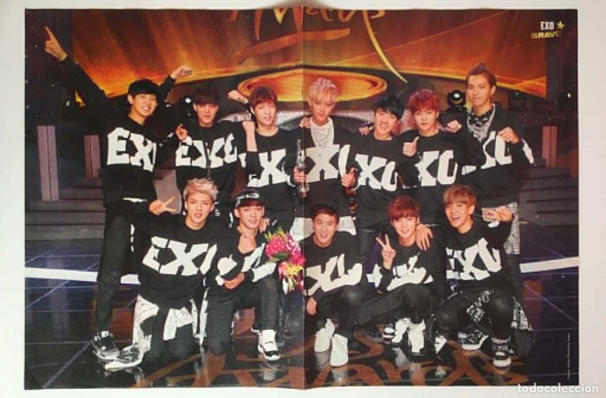 Coleccionismo de carteles: EXO Full Group Photo / Black Veil Brides Double-Sided Poster A3 Bravo Magazine Bulgaria Music K-Pop