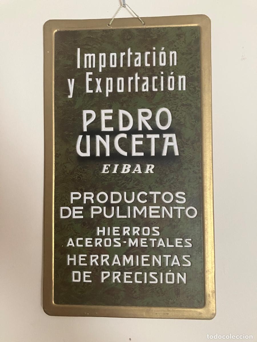 Coleccionismo de carteles: ANTIGUO CARTEL ANUNCIADOR TROQUELADO PEDRO UNCETA EIBAR, PRODUCTOS DE PULIMENTO HIERROS