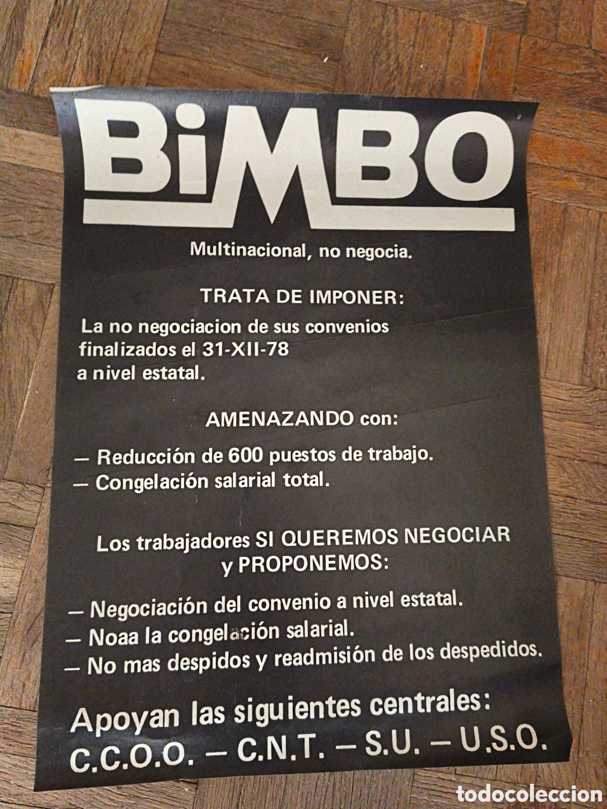 Coleccionismo de carteles: Poster Bimbo. CNT CCOO SU USO - Foto 1