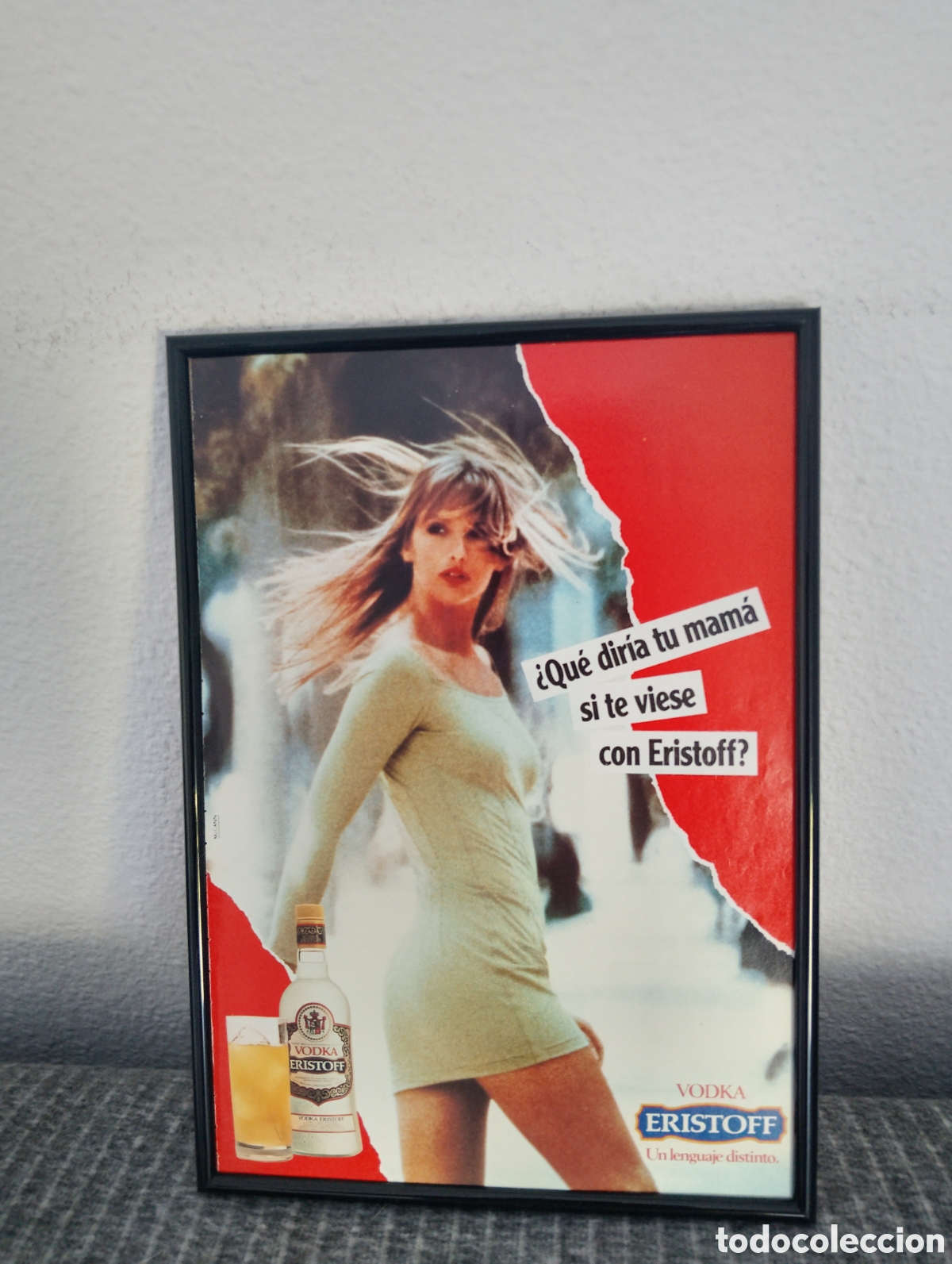 Coleccionismo de carteles: Eristoff vodka anuncio original Retro a&ntilde;os 90 con marco incluido