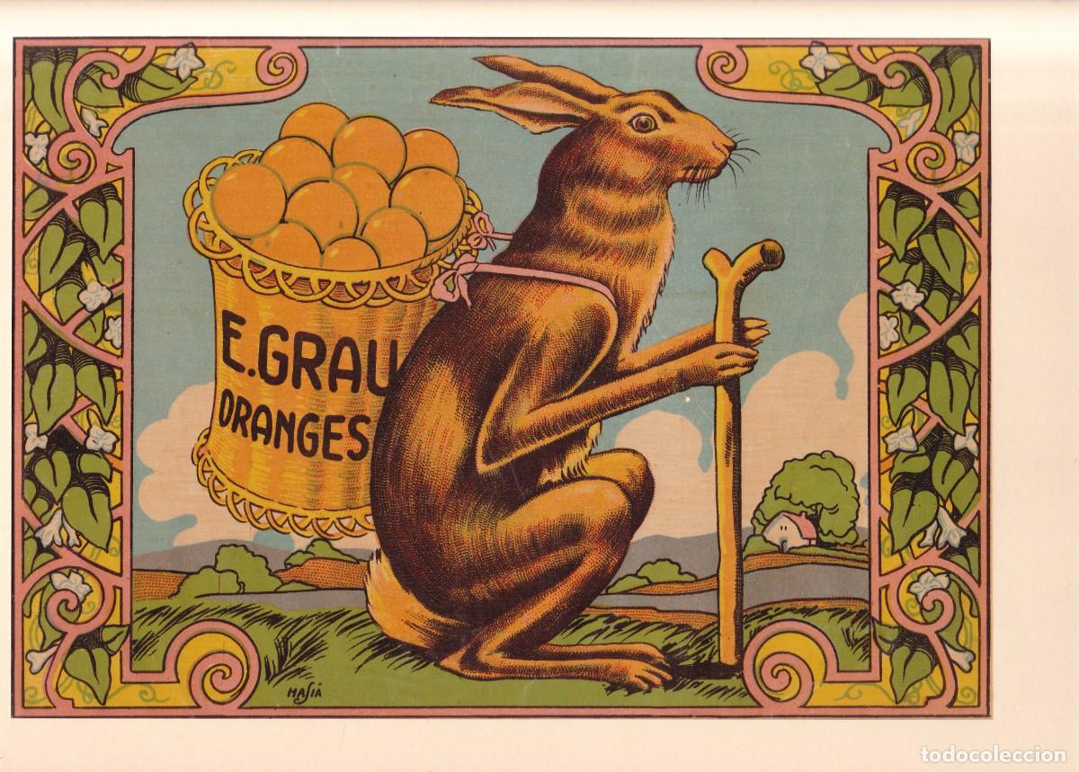 Coleccionismo de carteles: E. GRAU - MASI&Aacute;, ILUSTRADOR - ORANGES - ETIQUETA ORIGINAL 1947 / COOPERATIVA VALENCIANA