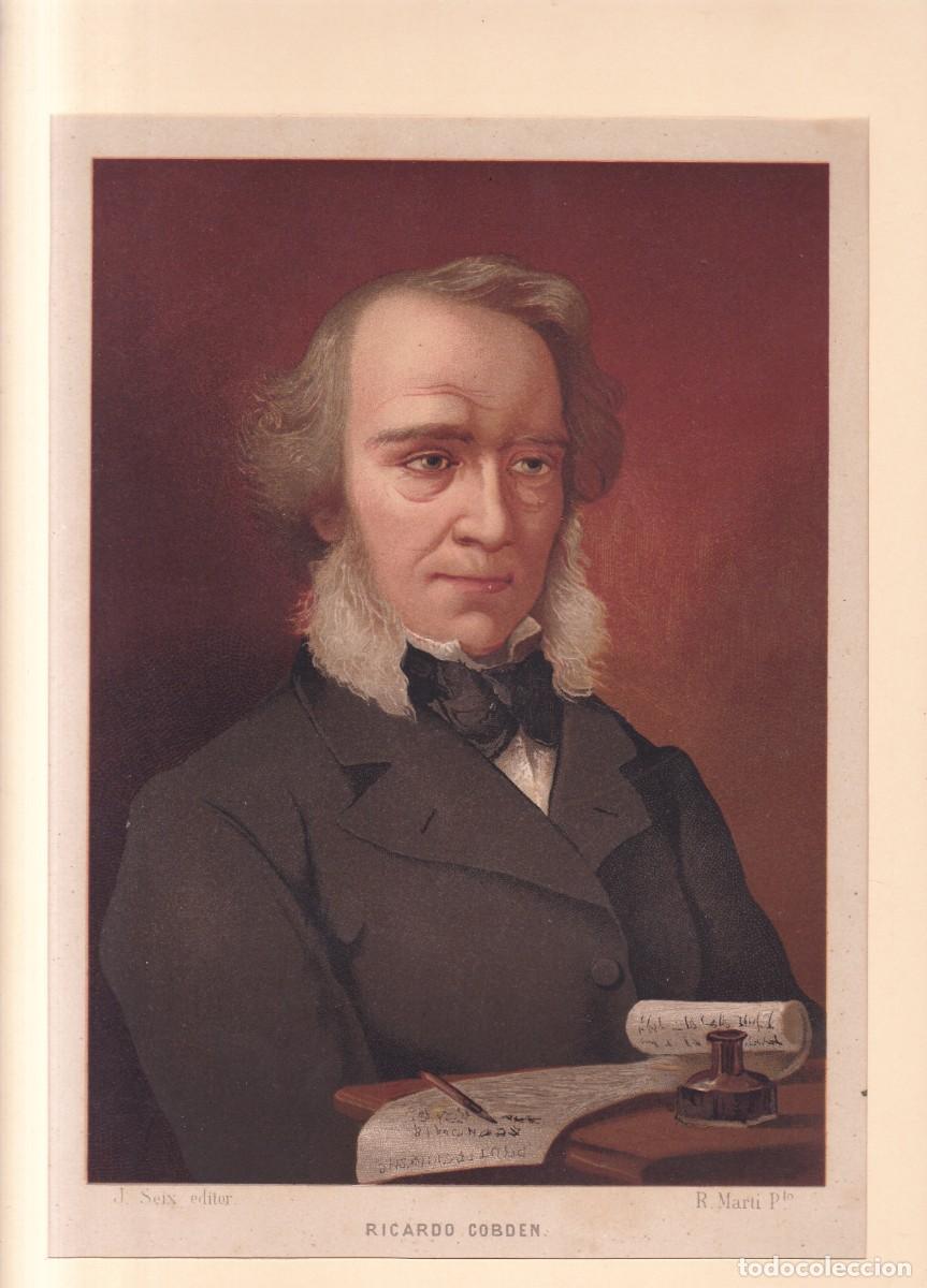 Coleccionismo de carteles: LITOGRAFIA ORIGINAL - RICARDO COBDEN - J. SEIX EDITOR 1845 - R. MART&Iacute; Pto.