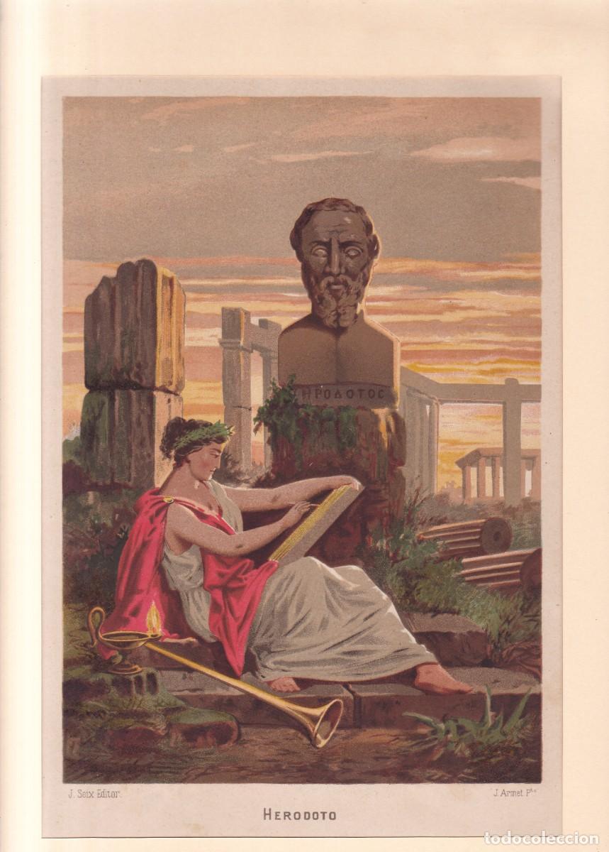 Coleccionismo de carteles: LITOGRAFIA ORIGINAL - HERODOTO - J. SEIX EDITOR 1845 - J. ARMET Pto.
