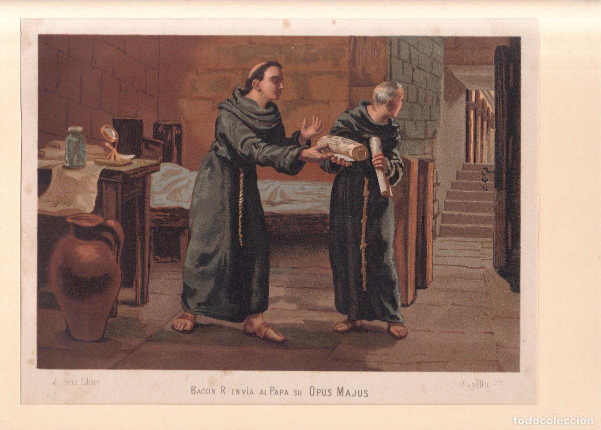 Coleccionismo de carteles: LITOGRAFIA ORIGINAL - BACON R. ENV&Iacute;A AL PAPA SU OPUS MAJUS - J. SEIX EDITOR 1845 - PLANELLA Pto.