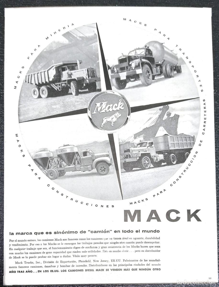 Coleccionismo de carteles: PUBLICIDAD ORIGINAL - CAMIONES MACK DIESEL - 33 x 25 Cm. - LIFE ESPA&Ntilde;OL 1957