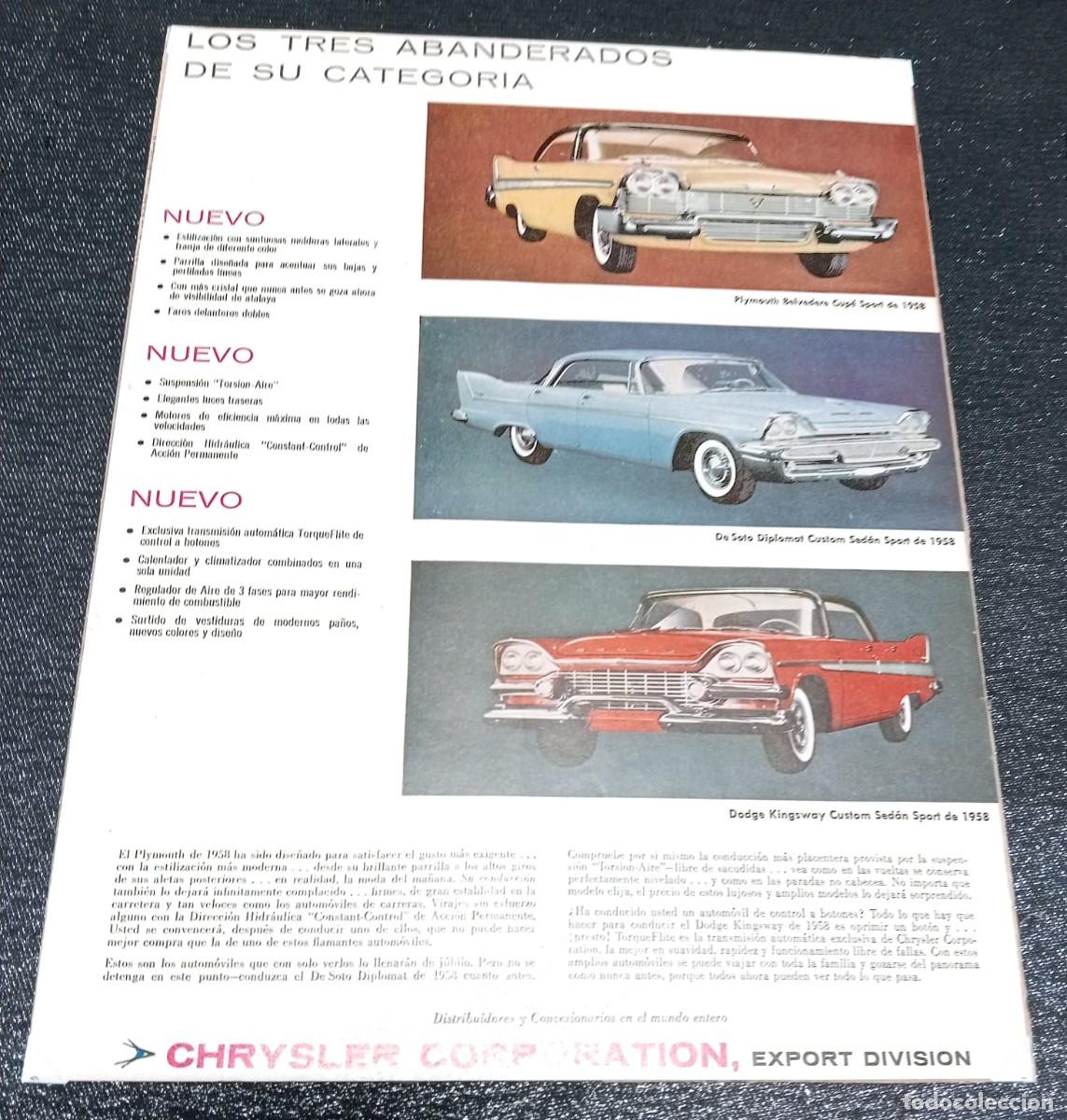 Coleccionismo de carteles: PUBLICIDAD CHRYSLER CORPORATION - 33 x 25 - ORIGINAL 1958 / RECUPERADA LIFE ESPA&Ntilde;OL