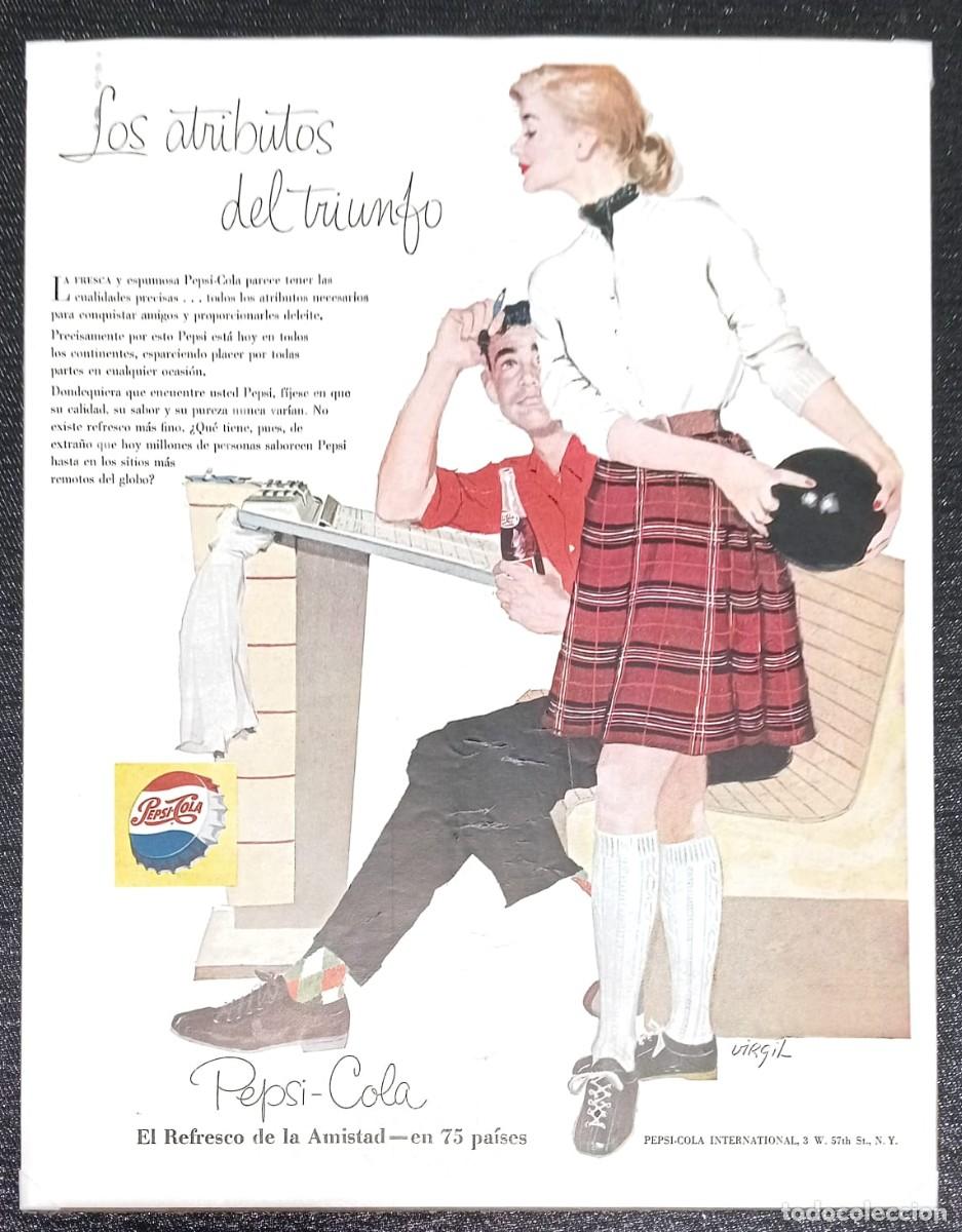Coleccionismo de carteles: PEPSI-COLA - PUBLICIDAD ORIGINAL 1957 - LIFE EN ESPA&Ntilde;OL / 33 x 25 Cm.