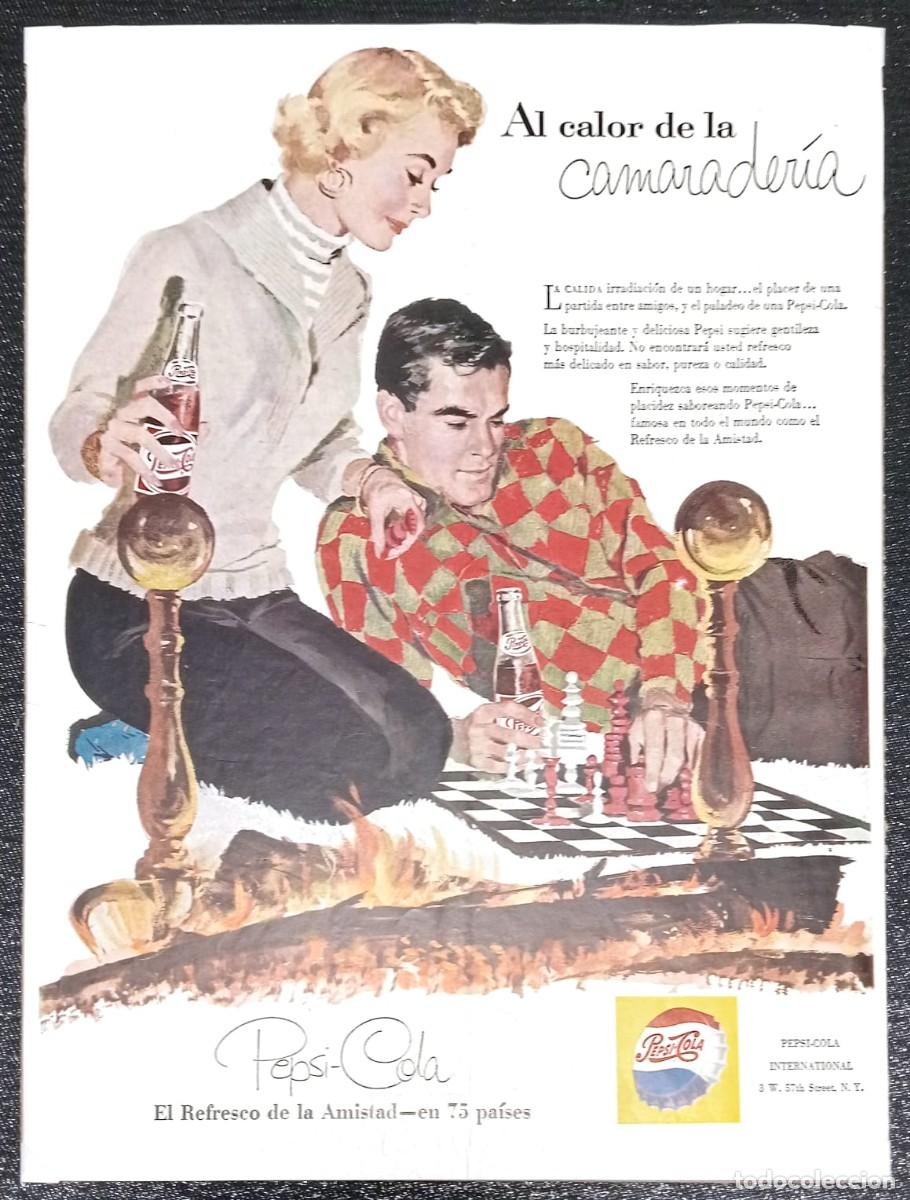 Coleccionismo de carteles: PEPSI-COLA - PUBLICIDAD ORIGINAL 1957 - LIFE EN ESPA&Ntilde;OL / 33 x 25 Cm.