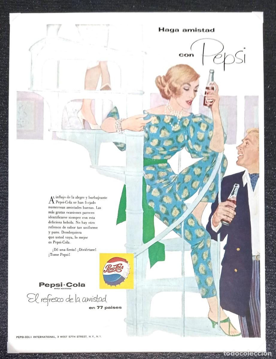 Coleccionismo de carteles: PEPSI-COLA - PUBLICIDAD ORIGINAL 1958 - LIFE EN ESPA&Ntilde;OL / 33 x 25 Cm.