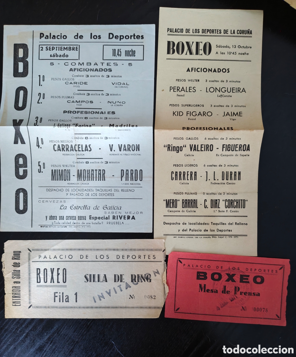 Coleccionismo de carteles: Lote de memorabilia de boxeo,a&ntilde;os 70