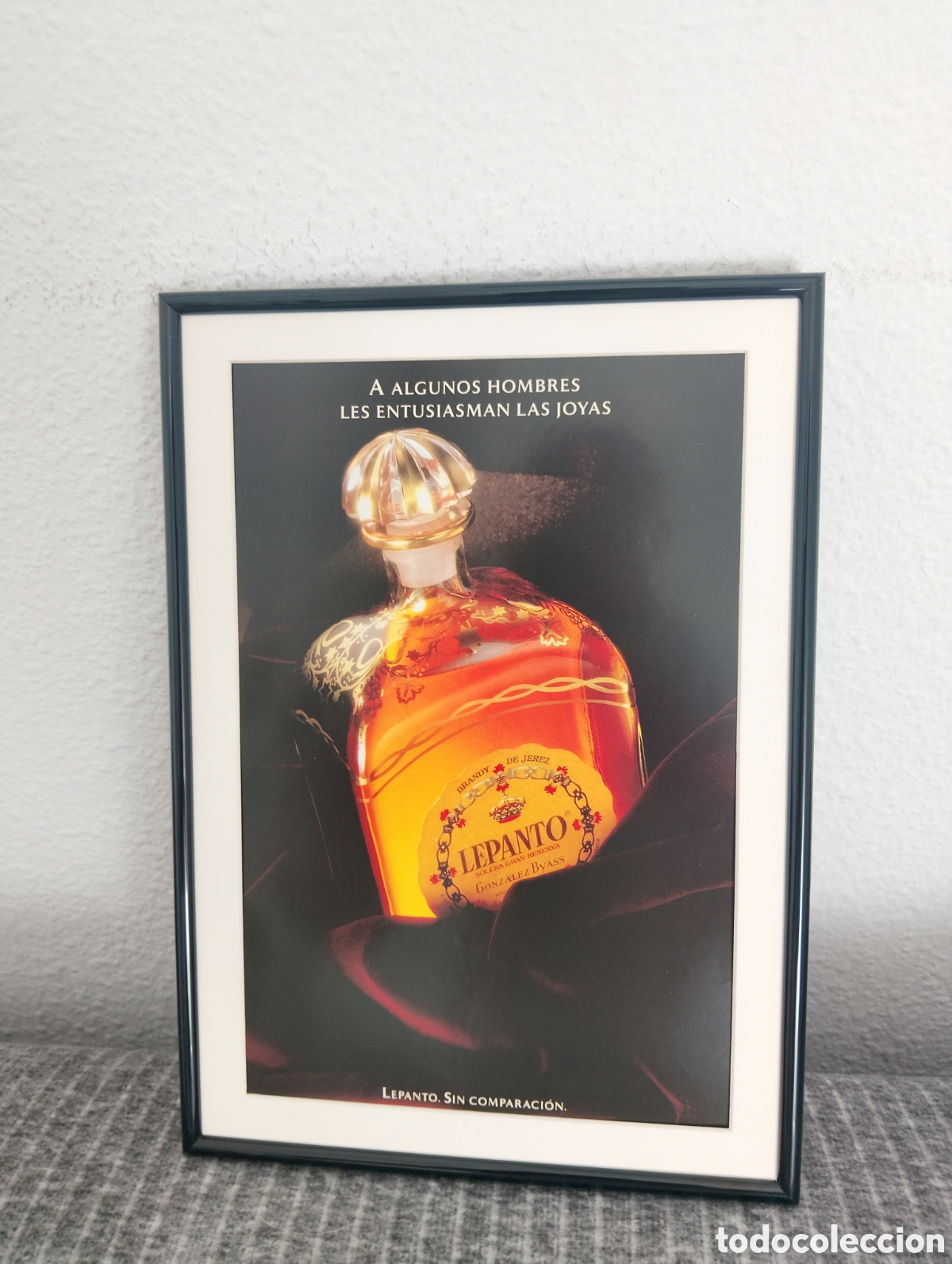 Coleccionismo de carteles: Lepanto cognac Anuncio original vintage a&ntilde;os 80 con marco incluido