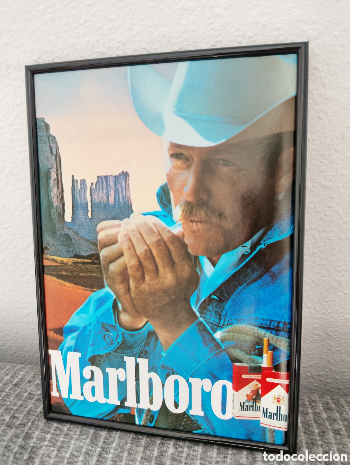 Coleccionismo de carteles: Marlboro anuncio original vintage a&ntilde;os 80 con marco incluido