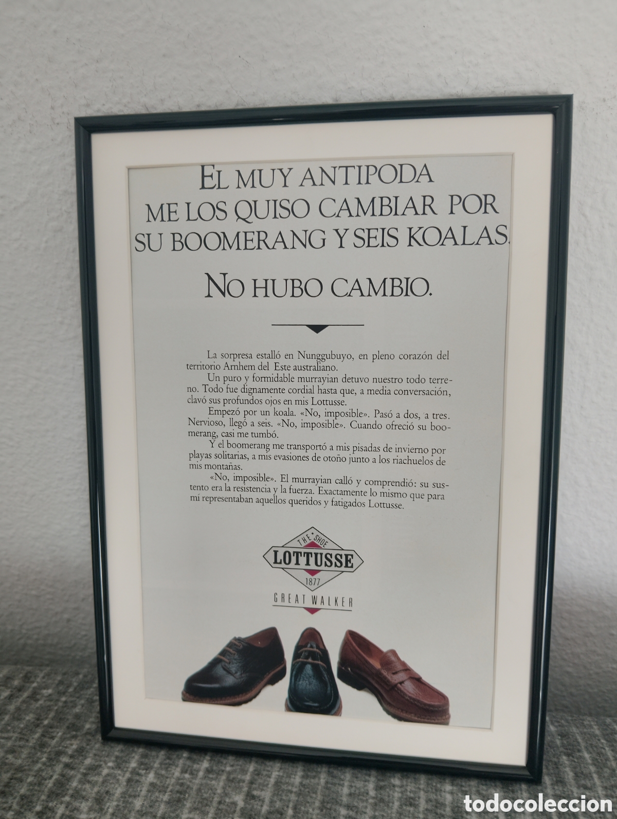 Coleccionismo de carteles: Lottusse zapatos publicidad original vintage con marco incluido