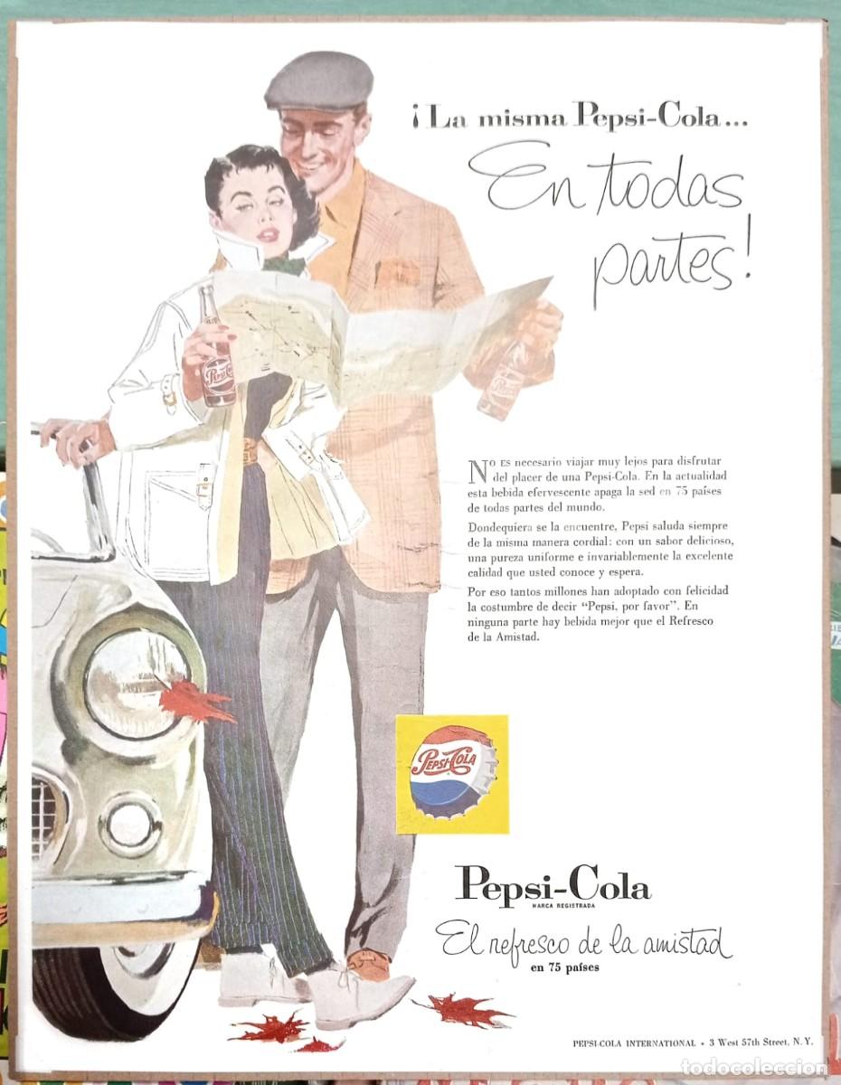 Coleccionismo de carteles: PEPSI-COLA - PUBLICIDAD ORIGINAL 1958 - LIFE EN ESPA&Ntilde;OL / 32 x 24,5 Cm.