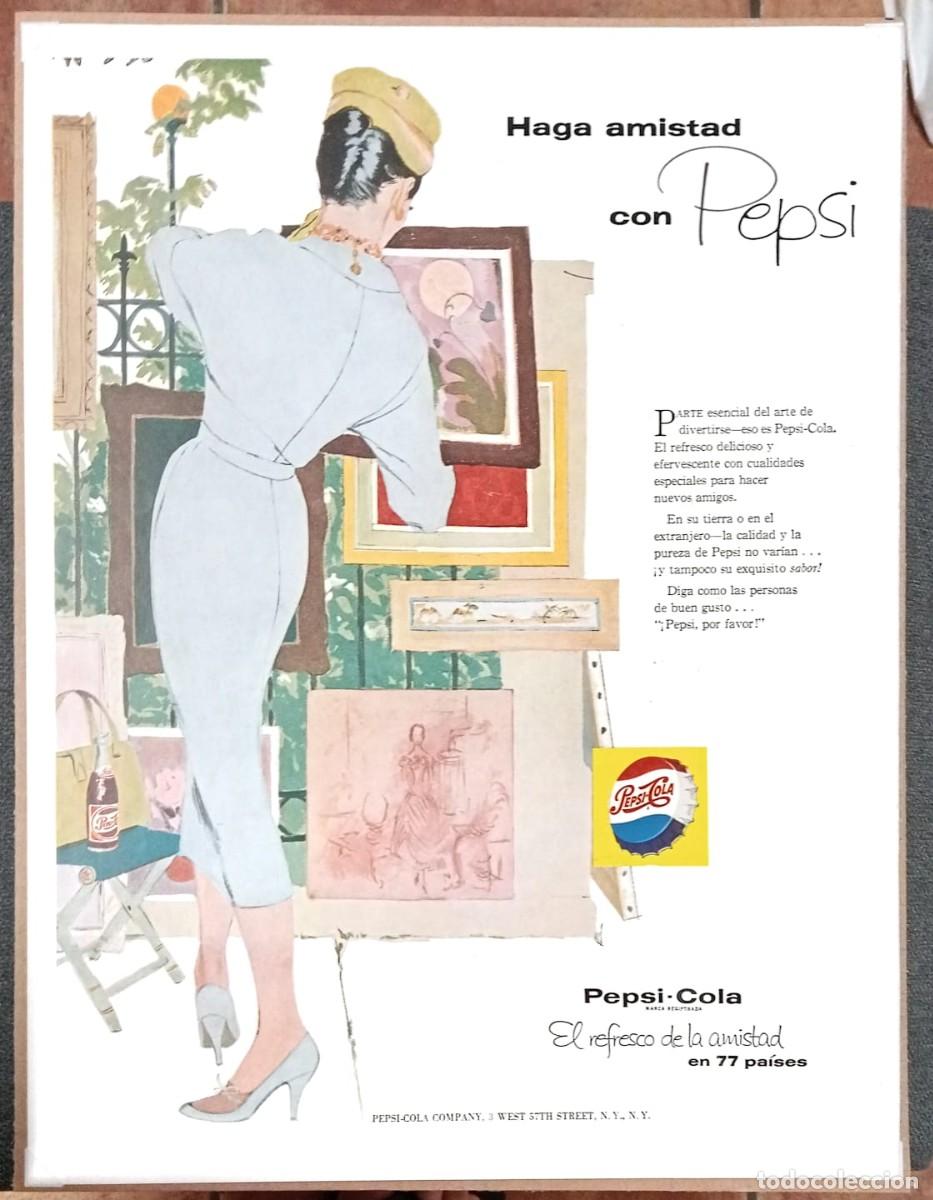 Coleccionismo de carteles: PEPSI-COLA - PUBLICIDAD ORIGINAL 1958 - LIFE EN ESPA&Ntilde;OL / 33 x 25 Cm.
