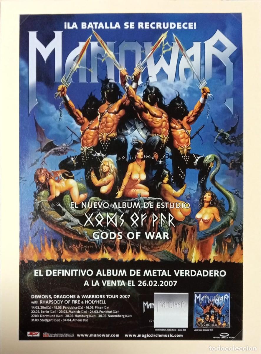 Coleccionismo de carteles: MANOWAR - GODS OF WAR - PUBLICIDAD ORIGINAL ALBUM ESTUDIO 2007 & MASTERTRAX