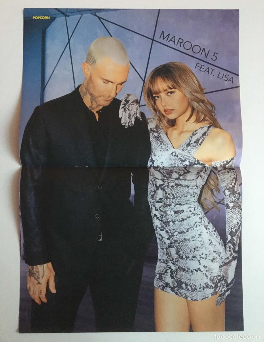 Coleccionismo de carteles: Maroon 5 & Lisa BLACKPINK / Leni Klum Original Double-Sided Poster A3 Popcorn Germany Music K-Pop
