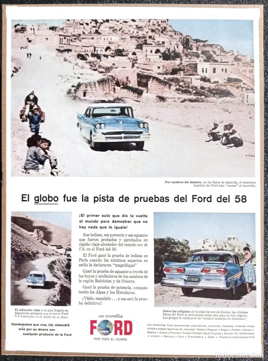 Coleccionismo de carteles: AUTOMOVIL FORD - V-8 INTERCEPTOR - PUBLICIDAD ORIGINAL 1958 - LIFE EN ESPA&Ntilde;OL 32 x 24 Cm.