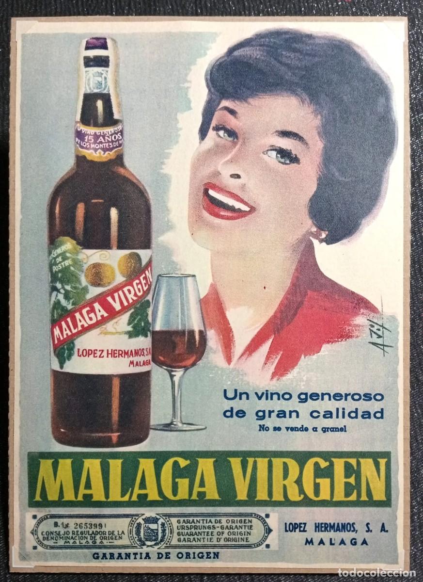 Coleccionismo de carteles: MALAGA VIRGEN - VINO / L&Oacute;PEZ HERMANOS. M&Aacute;LAGA - PUBLICIDAD ORIGINAL 1959 / ABC 28 x 20 Cm.